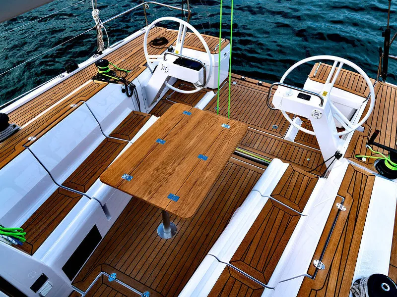 Cockpit of Lina, a Elan E5 sailboat at Primošten, Croatia