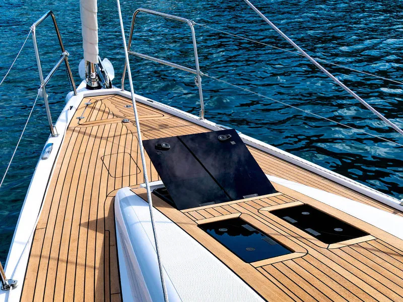 Deck of Lina, a Elan E5 sailboat at Primošten, Croatia