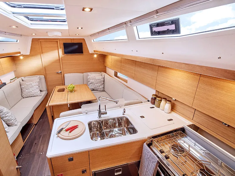 Galley of Lina, a Elan E5 sailboat at Primošten, Croatia