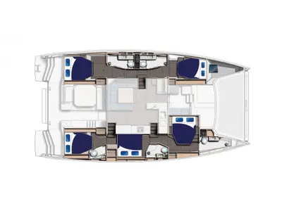 Floor plan of Leopard 50, a catamaran at Tonnarella, Italy