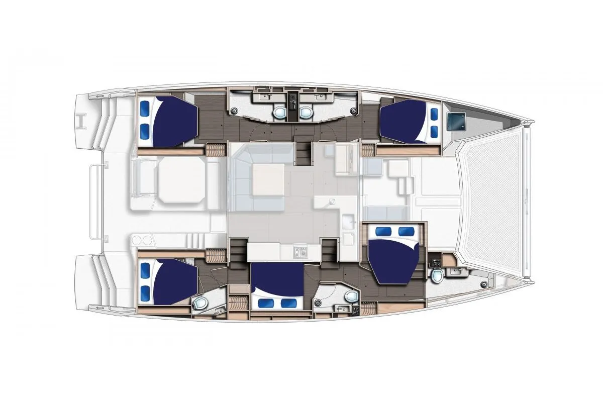 Floor plan of Leopard 50, a catamaran at Tonnarella, Italy