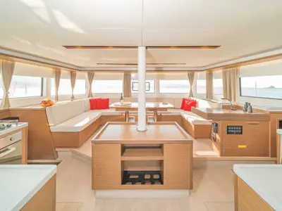 Salon of Jupiter, a Lagoon 50 catamaran at Municipal Unit of Lefkada, Greece