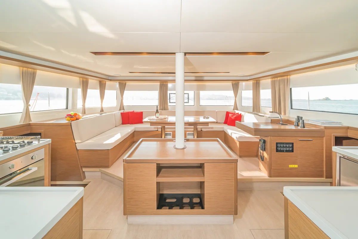 Salon of Jupiter, a Lagoon 50 catamaran at Municipal Unit of Lefkada, Greece