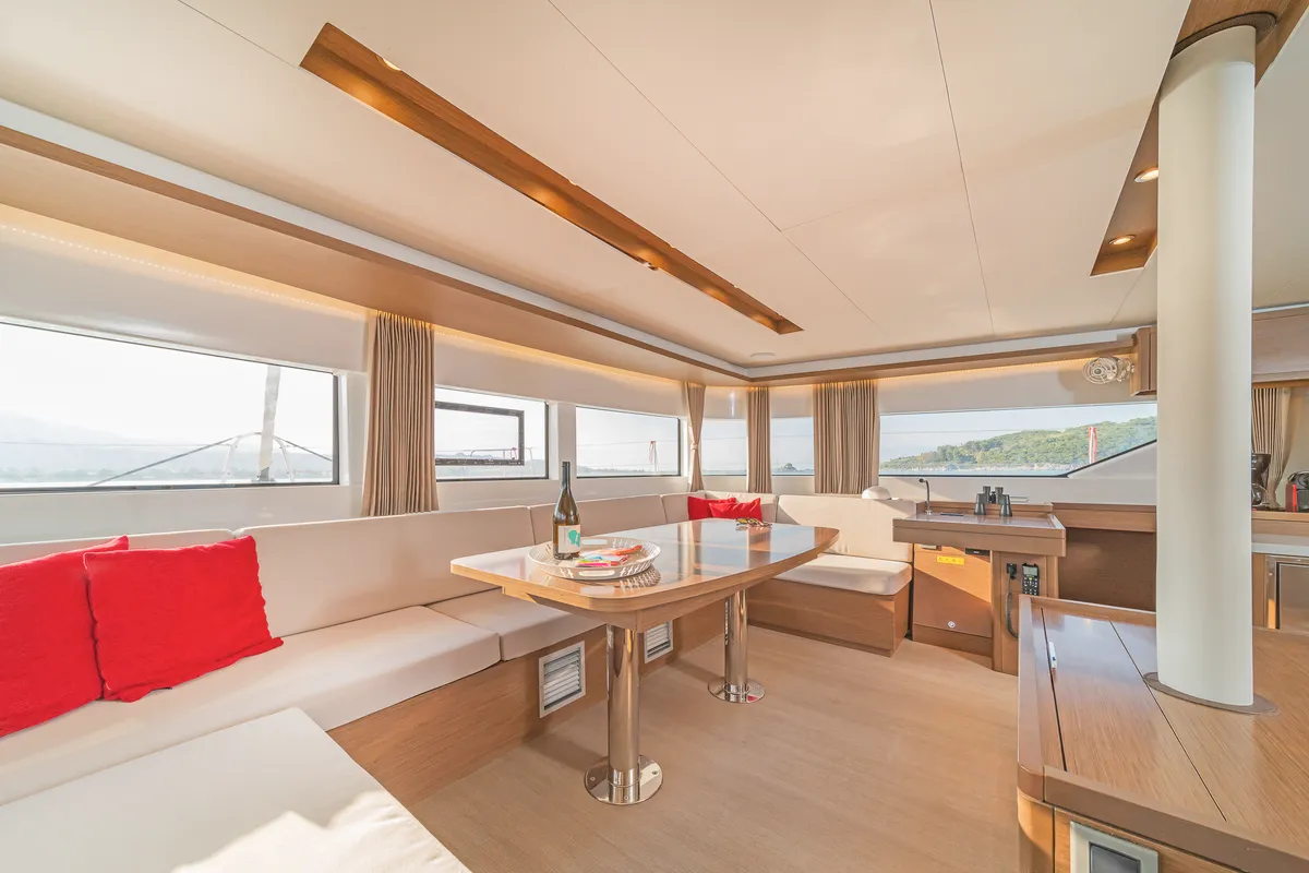Salon of Jupiter, a Lagoon 50 catamaran at Municipal Unit of Lefkada, Greece