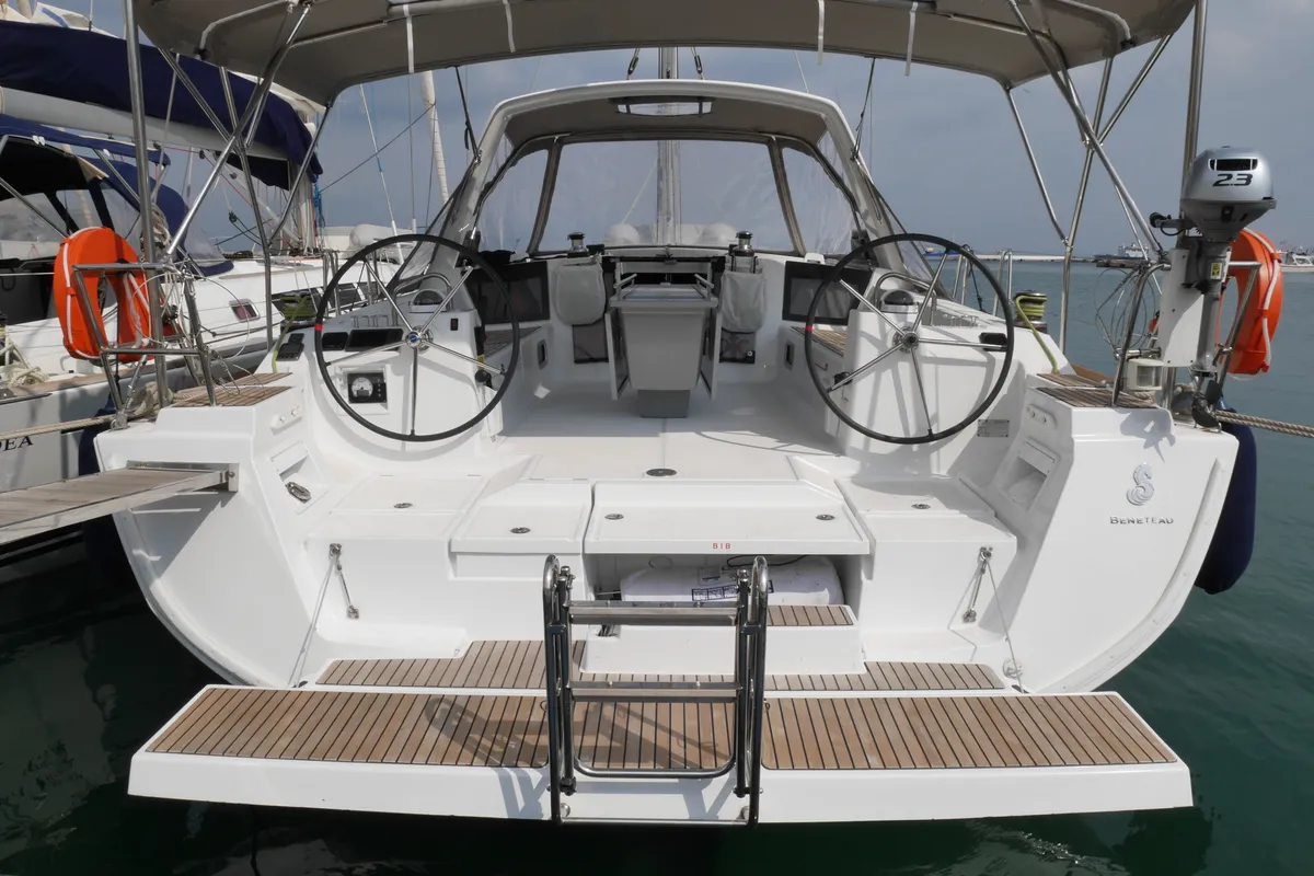 Exterior view of Allegria, a Beneteau Oceanis 45 sailboat at Municipal Unit of Lefkada, Greece