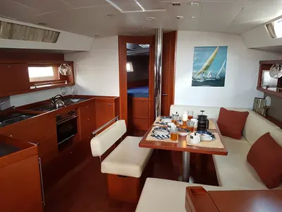 Salon of Allegria, a Beneteau Oceanis 45 sailboat at Municipal Unit of Lefkada, Greece
