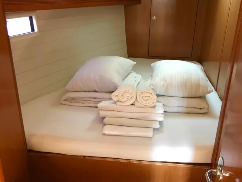 Cabin on Midas, a Bavaria 45 Cruiser sailboat at Municipal Unit of Lefkada, Greece