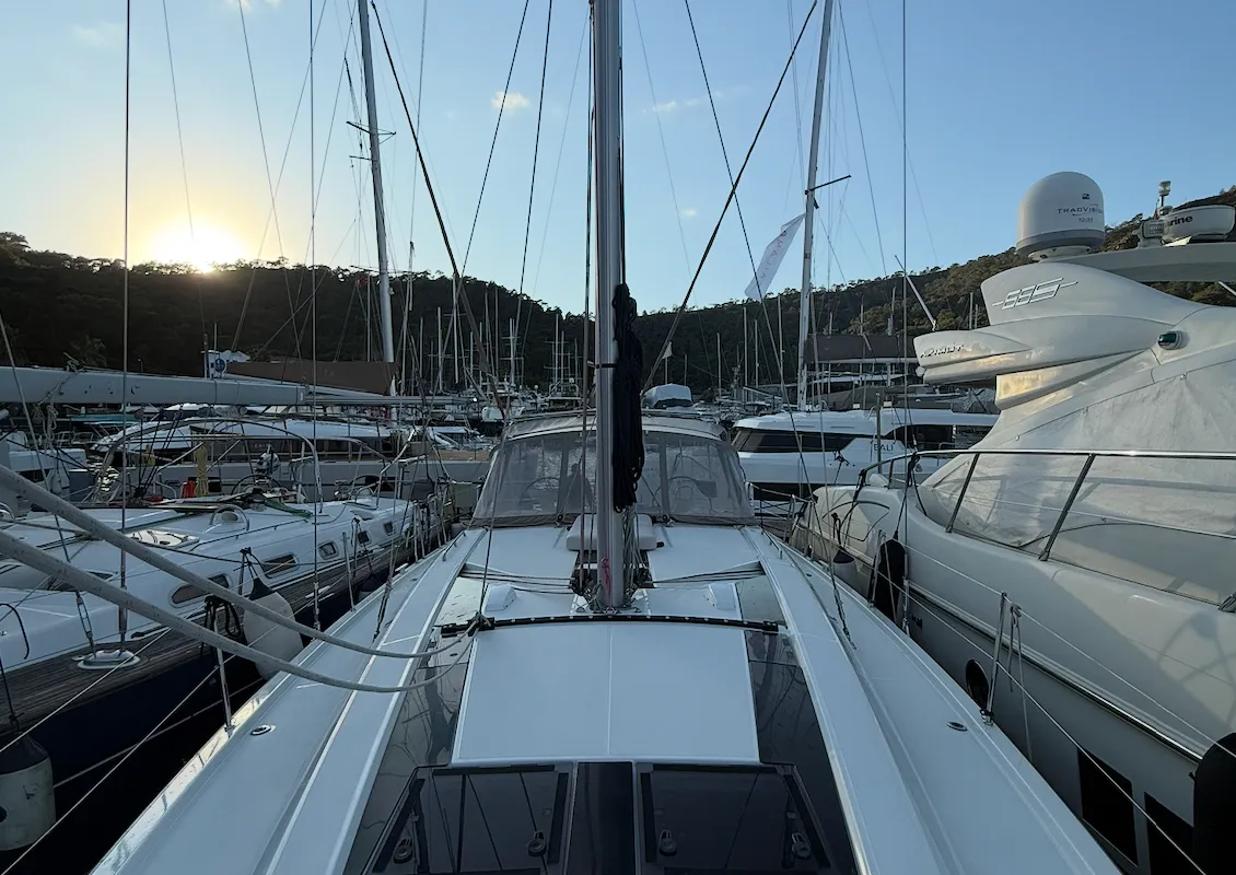 Deck of Athena 4, a Beneteau Oceanis 46.1 sailboat at Fethiye, Turkey
