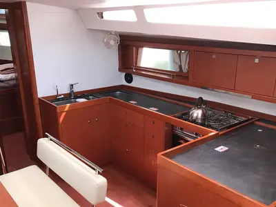 Galley of Skiron, a Beneteau Oceanis 48 sailboat at Athens, Greece