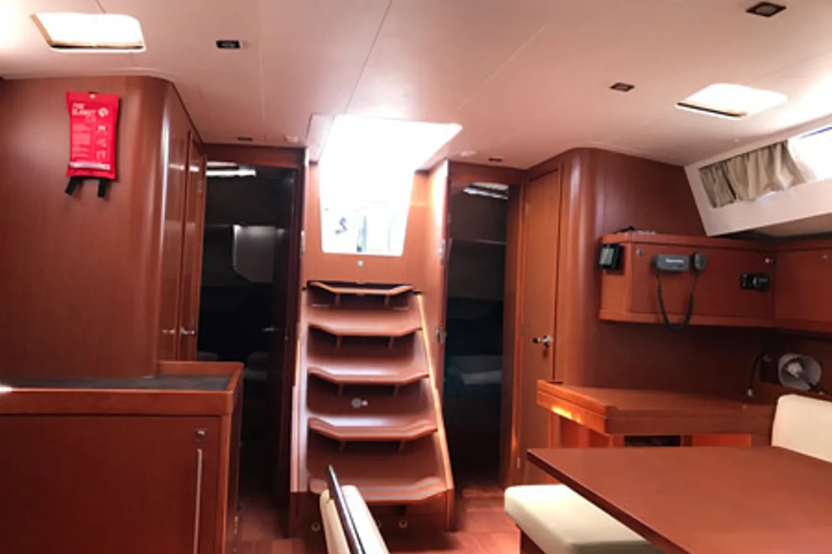 Salon of Skiron, a Beneteau Oceanis 48 sailboat at Athens, Greece