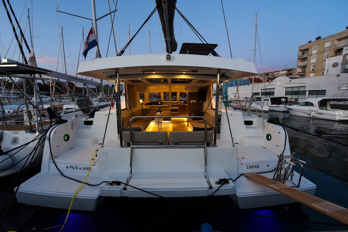Exterior view of Fux 4 Sail, a Bali Catspace catamaran at Zadar, Croatia