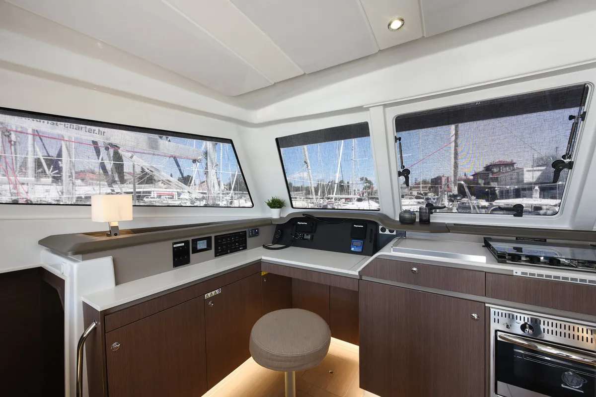 Galley of Fux 4 Sail, a Bali Catspace catamaran at Zadar, Croatia