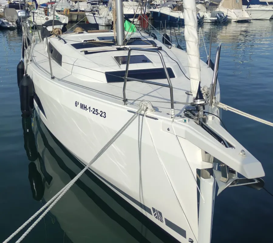 Exterior view of SIRIUS, a Dufour 37 sailboat at Sant Antoni de Portmany, Spain