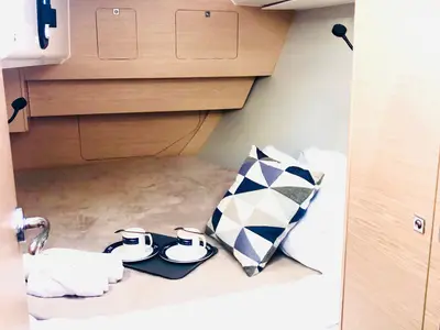 Cabin on SIRIUS, a Dufour 37 sailboat at Sant Antoni de Portmany, Spain