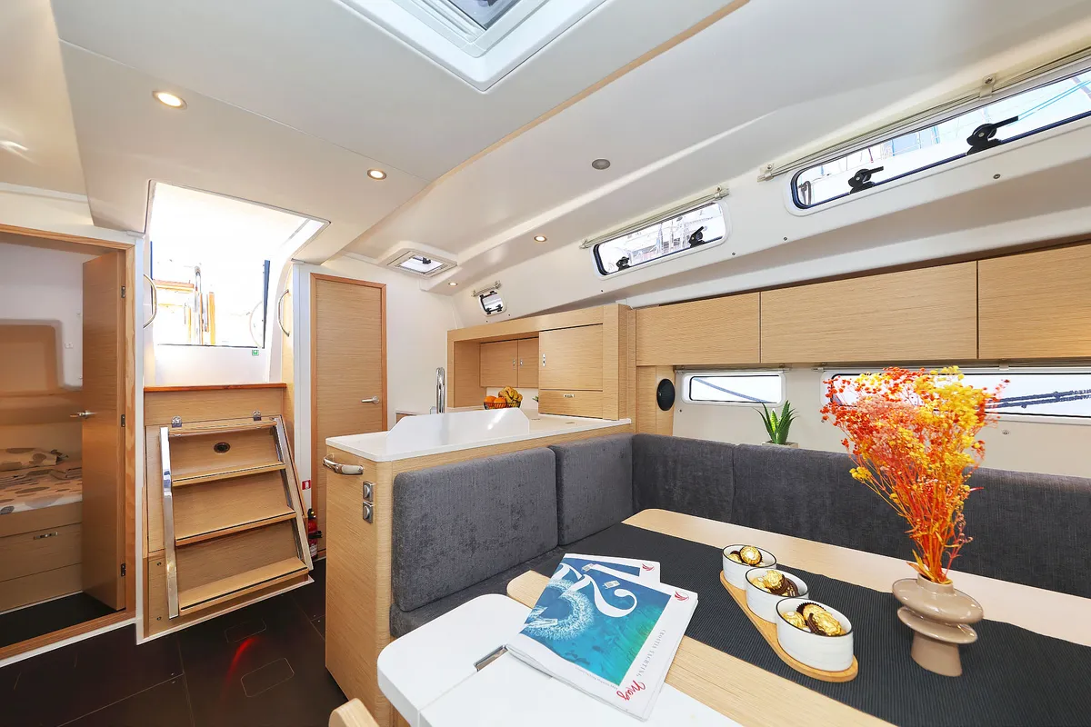 Salon of Leeloo, a Hanse 360 sailboat at Grad Šibenik, Croatia