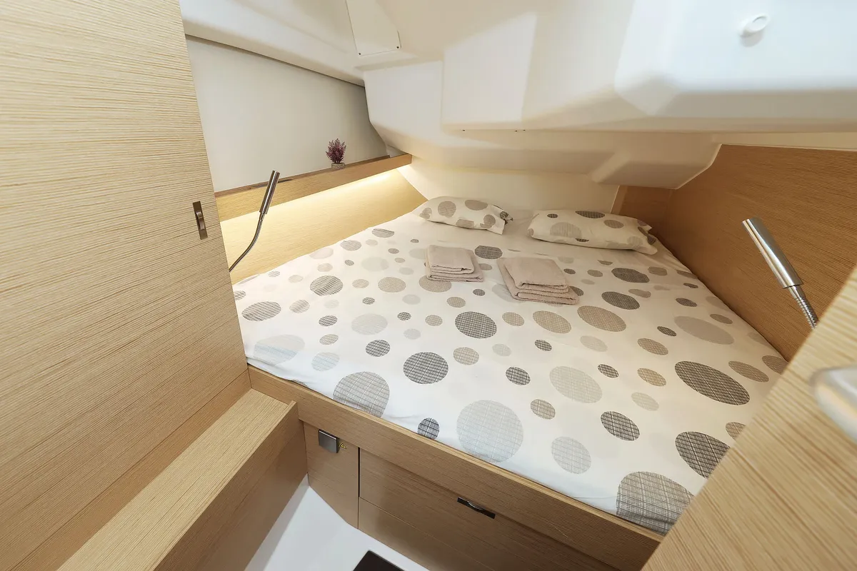 Cabin on Leeloo, a Hanse 360 sailboat at Grad Šibenik, Croatia