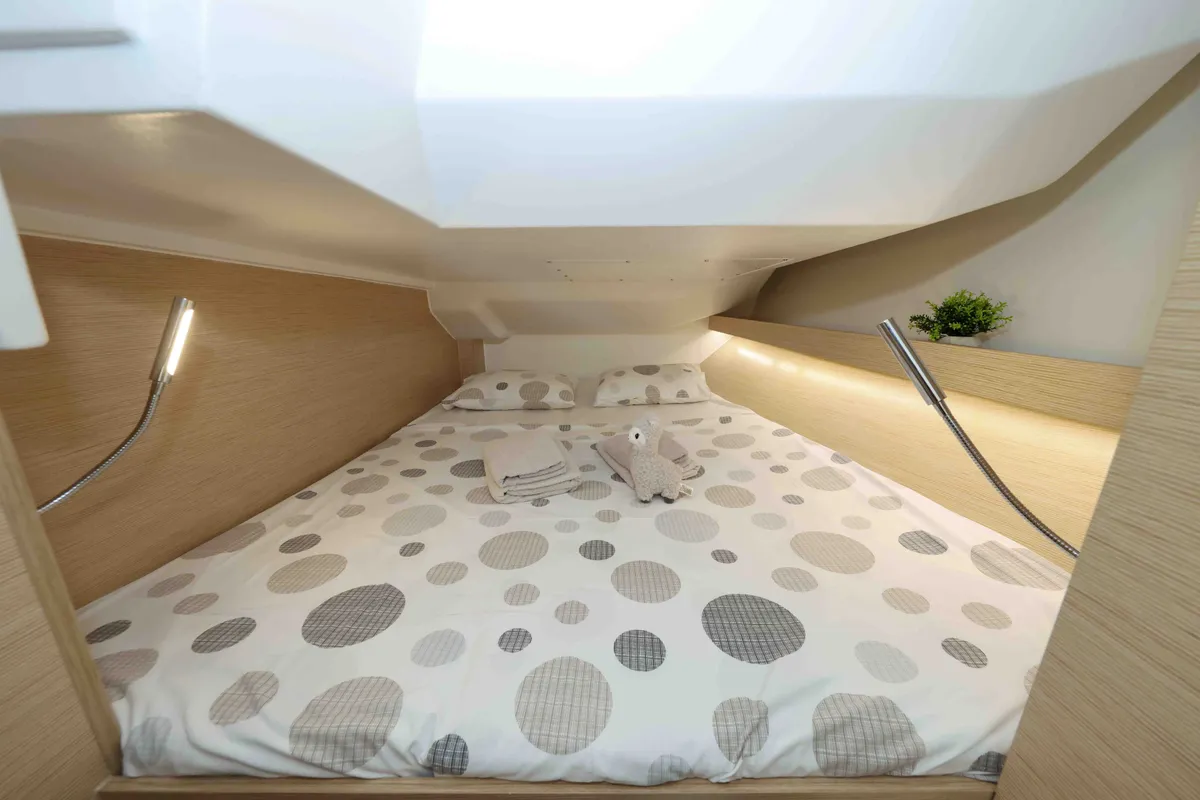Cabin on Leeloo, a Hanse 360 sailboat at Grad Šibenik, Croatia