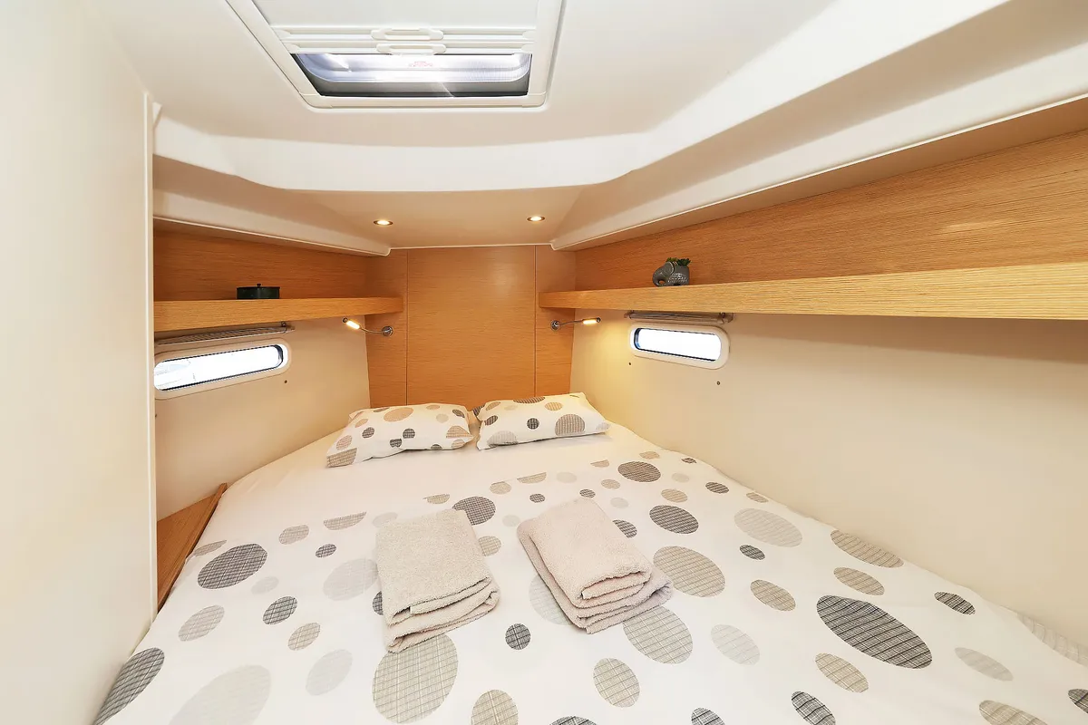 Cabin on Leeloo, a Hanse 360 sailboat at Grad Šibenik, Croatia