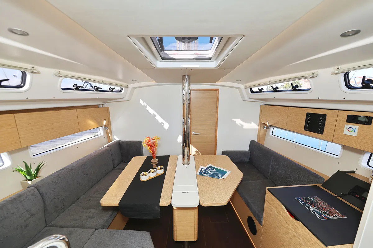 Salon of Leeloo, a Hanse 360 sailboat at Grad Šibenik, Croatia