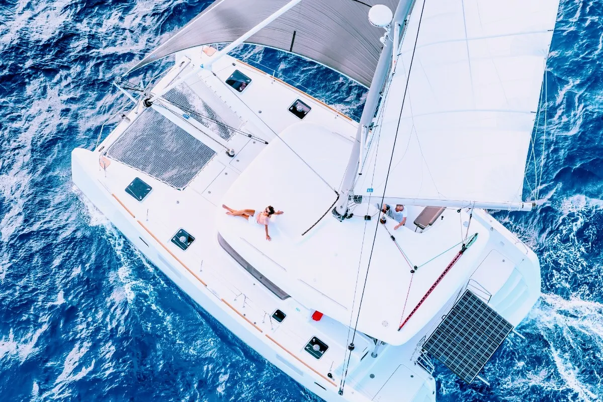 Exterior view of Lion Royal, a Lagoon 39 catamaran at Municipal Unit of Kranidi, Greece