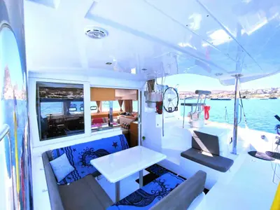 Salon of Lion Royal, a Lagoon 39 catamaran at Municipal Unit of Kranidi, Greece