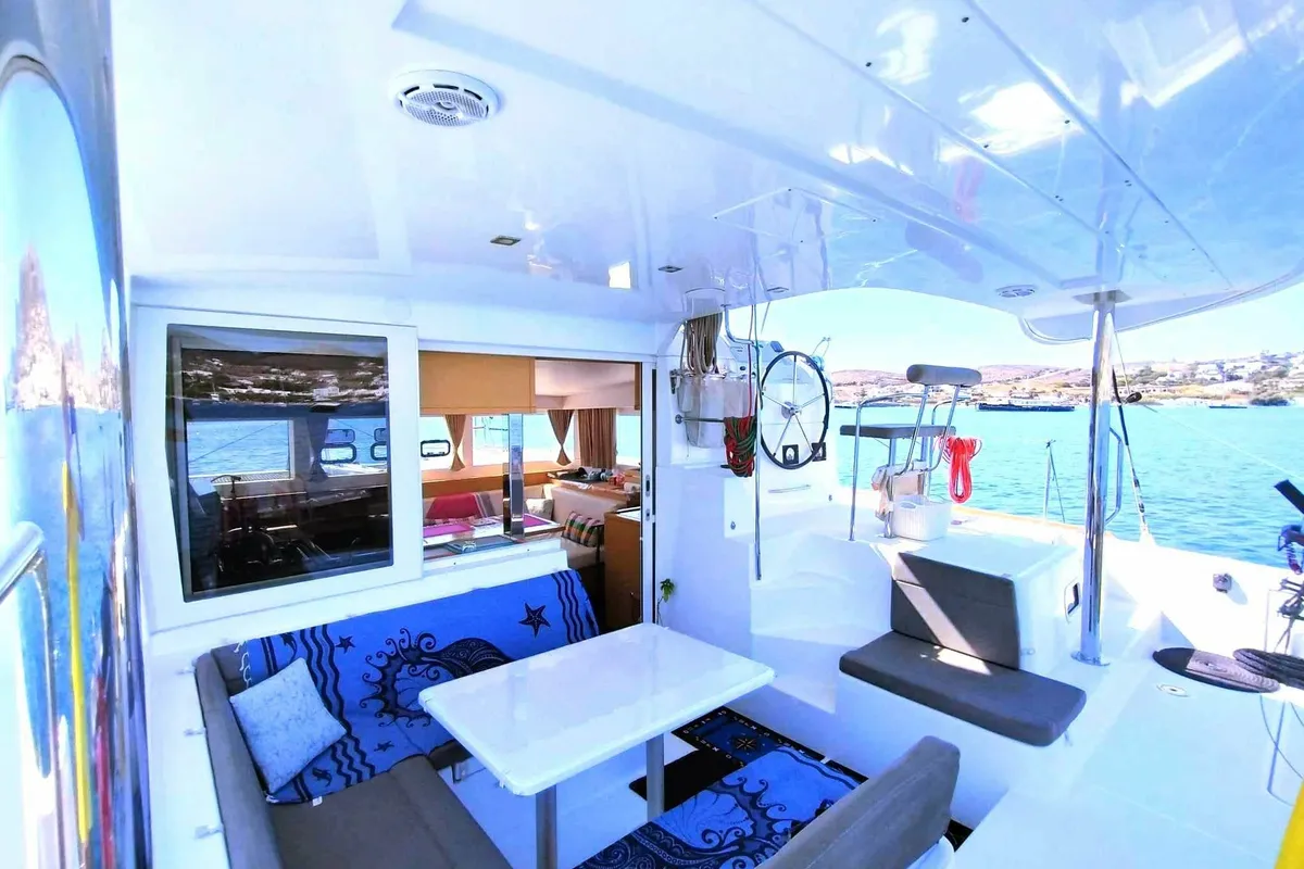 Salon of Lion Royal, a Lagoon 39 catamaran at Municipal Unit of Kranidi, Greece