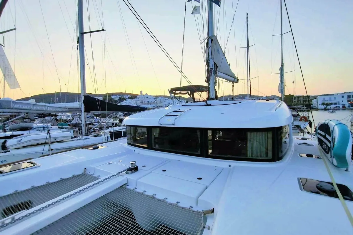 Deck of Lion Royal, a Lagoon 39 catamaran at Municipal Unit of Kranidi, Greece