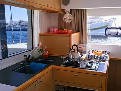 Galley of Lion Royal, a Lagoon 39 catamaran at Municipal Unit of Kranidi, Greece