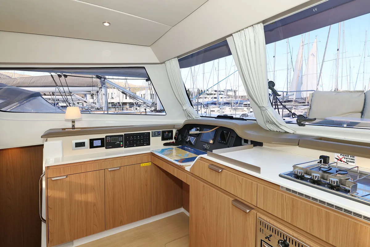 Galley of Agua De Luna, a Bali Catspace catamaran at Seget Donji, Croatia
