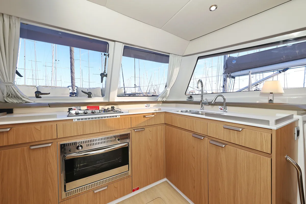 Galley of Agua De Luna, a Bali Catspace catamaran at Seget Donji, Croatia