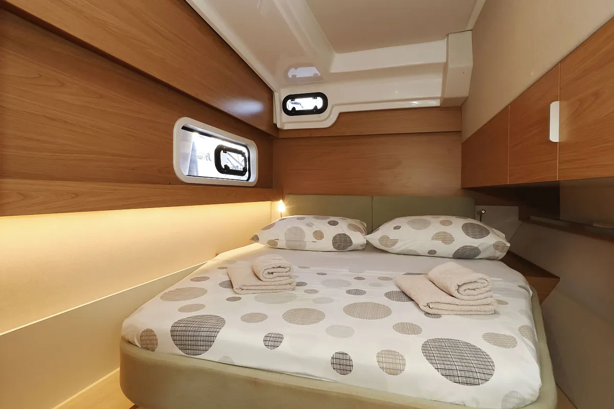 Cabin on Agua De Luna, a Bali Catspace catamaran at Seget Donji, Croatia