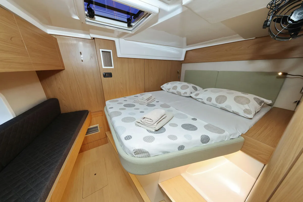 Cabin on Agua De Luna, a Bali Catspace catamaran at Seget Donji, Croatia