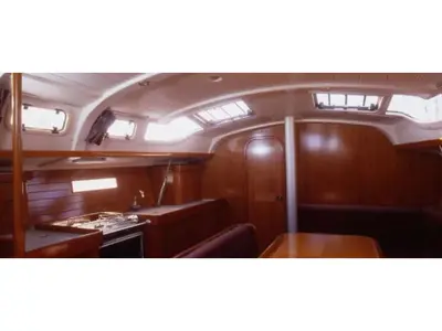 Salon of Orion X, a Beneteau Oceanis 370 sailboat at Volos, Greece