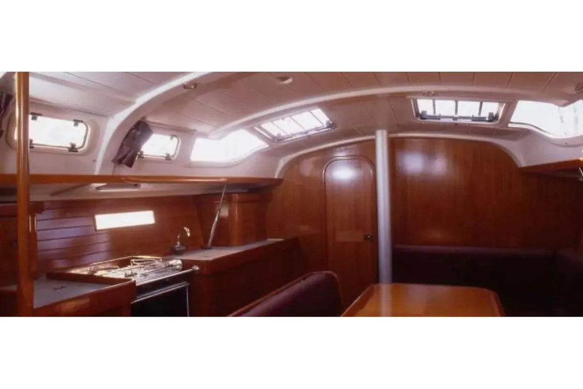 Salon of Orion X, a Beneteau Oceanis 370 sailboat at Volos, Greece