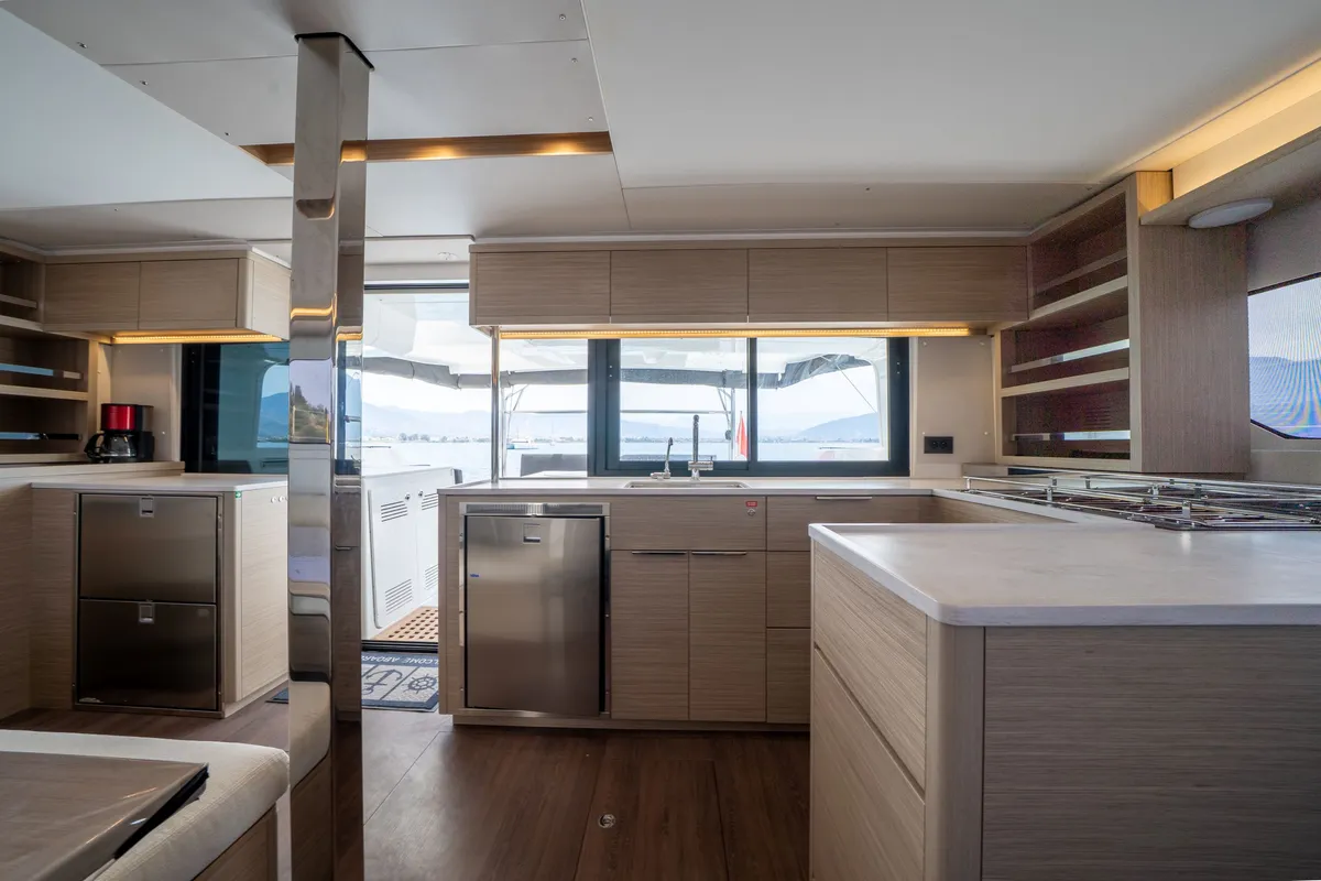 Galley of Blue Dream 48, a Lagoon 46 catamaran at Fethiye, Turkey