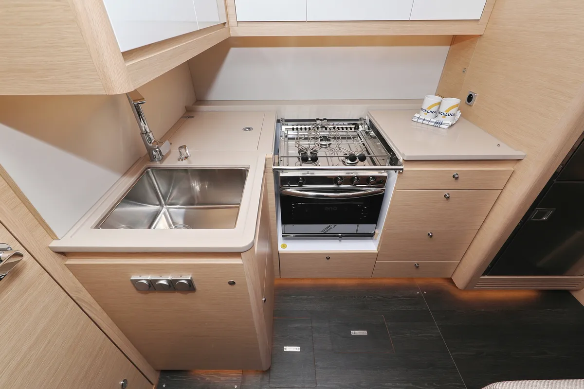 Galley of Fantasea, a Dufour 470 sailboat at Grad Vodice, Croatia