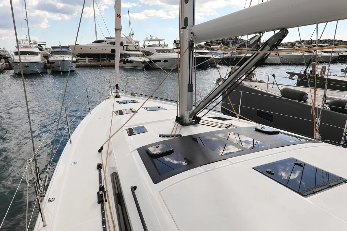 Exterior view of Fantasea, a Dufour 470 sailboat at Grad Vodice, Croatia