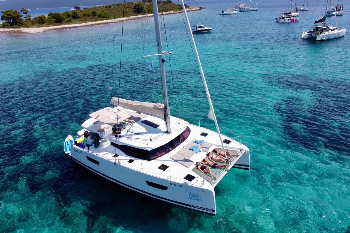 Exterior view of Ocean Allure, a Fountaine Pajot Astrea 42 catamaran at Kaštela, Croatia