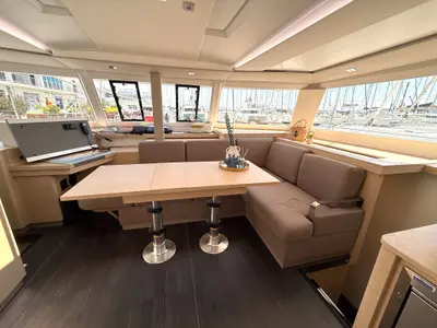 Salon of Ocean Allure, a Fountaine Pajot Astrea 42 catamaran at Kaštela, Croatia