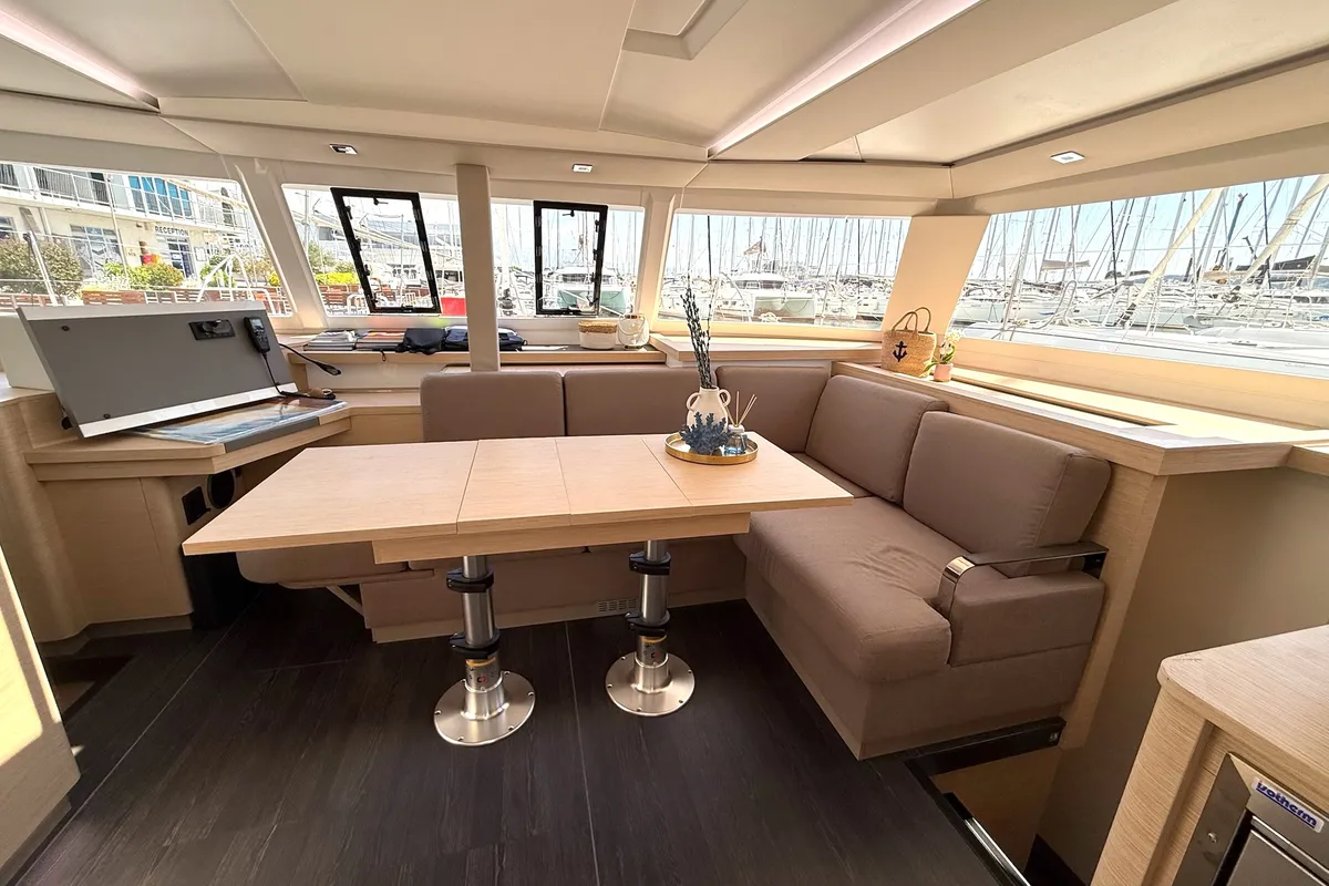Salon of Ocean Allure, a Fountaine Pajot Astrea 42 catamaran at Kaštela, Croatia