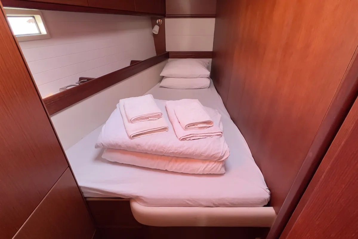 Cabin on Marlin, a Bavaria Cruiser 46 Style sailboat at Fethiye, Turkey