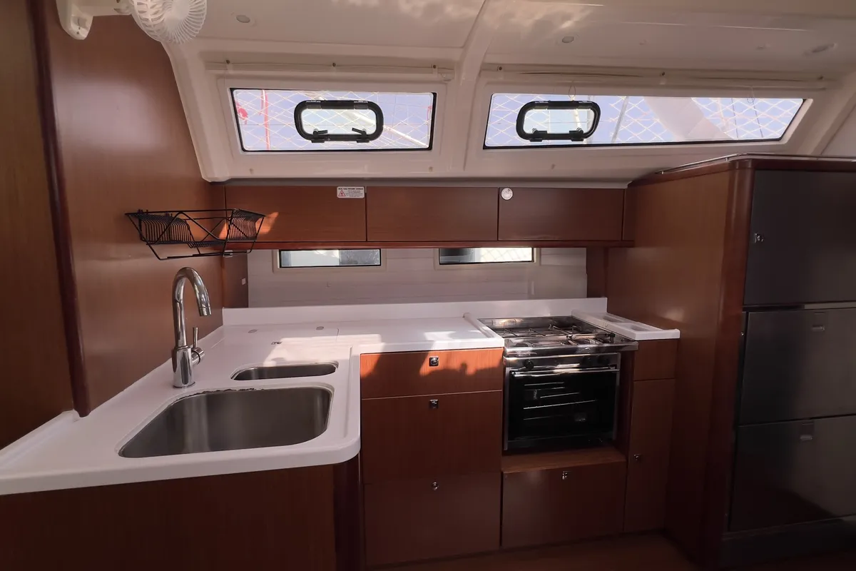 Galley of Marlin, a Bavaria Cruiser 46 Style sailboat at Fethiye, Turkey