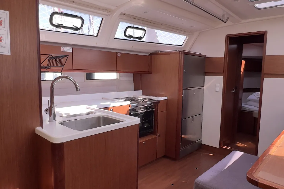 Salon of Marlin, a Bavaria Cruiser 46 Style sailboat at Fethiye, Turkey