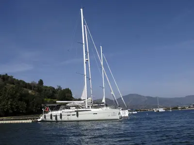 Cockpit of Marlin, a Bavaria Cruiser 46 Style sailboat at Fethiye, Turkey