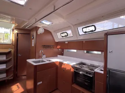 Salon of Marlin, a Bavaria Cruiser 46 Style sailboat at Fethiye, Turkey