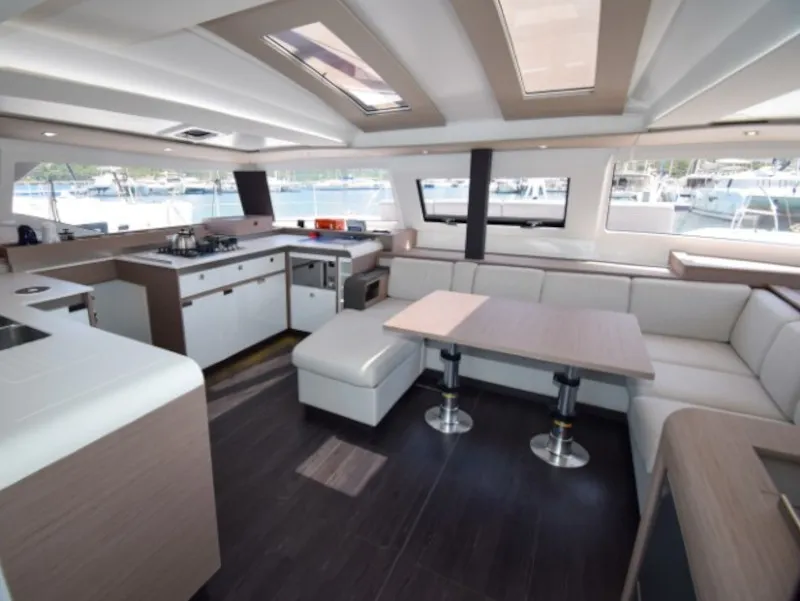 Galley of MILLY 2, a Fountaine Pajot Elba 45 catamaran at Marmaris, Turkey