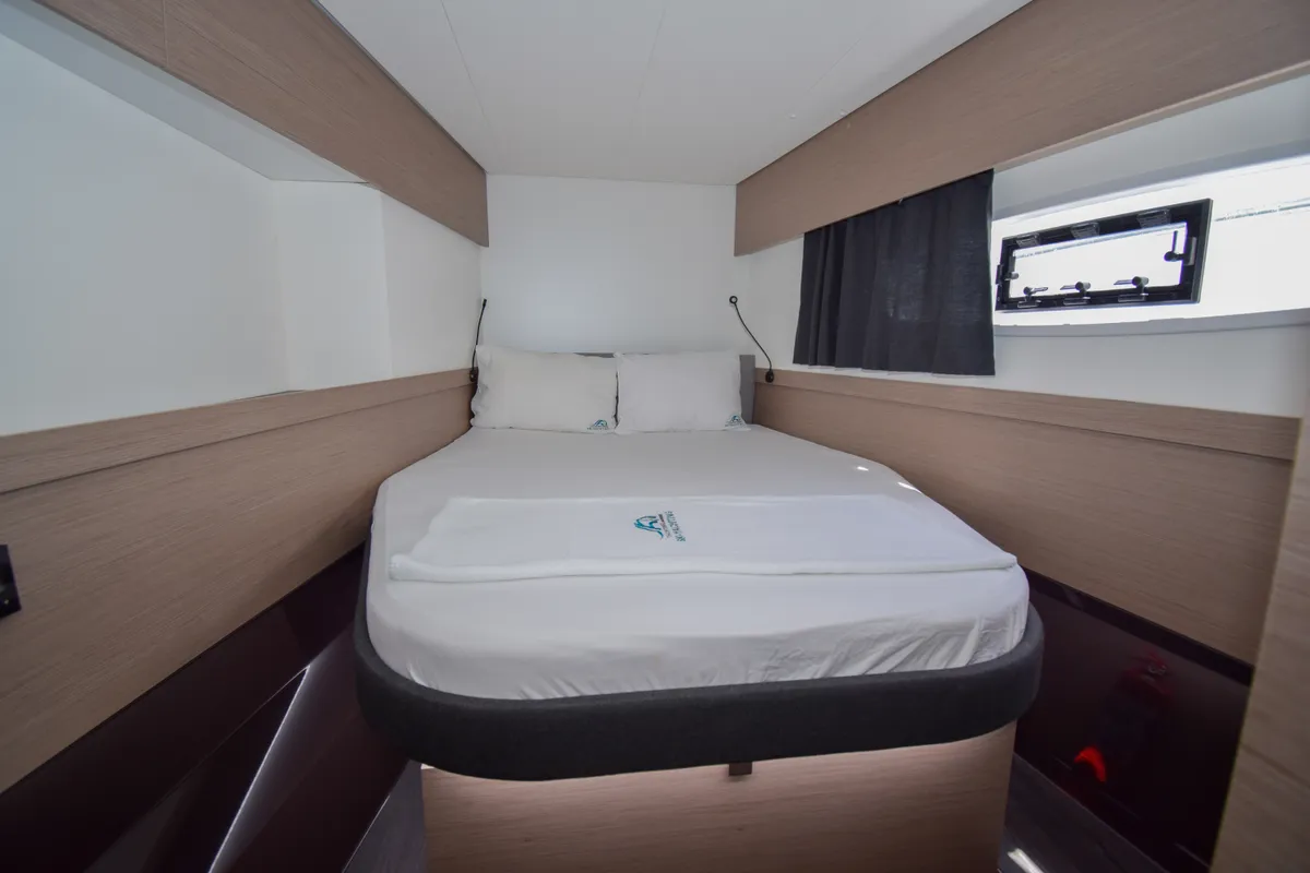Cabin on MILLY 2, a Fountaine Pajot Elba 45 catamaran at Marmaris, Turkey