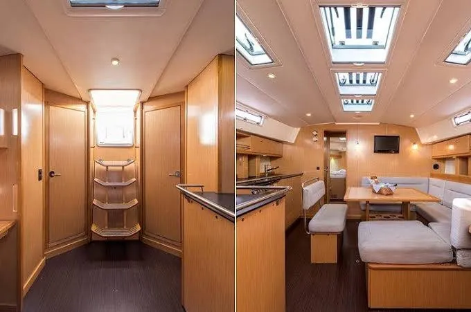 Salon of Wave Dancer, a Bavaria Cruiser 45 sailboat at Marmaris, Turkey