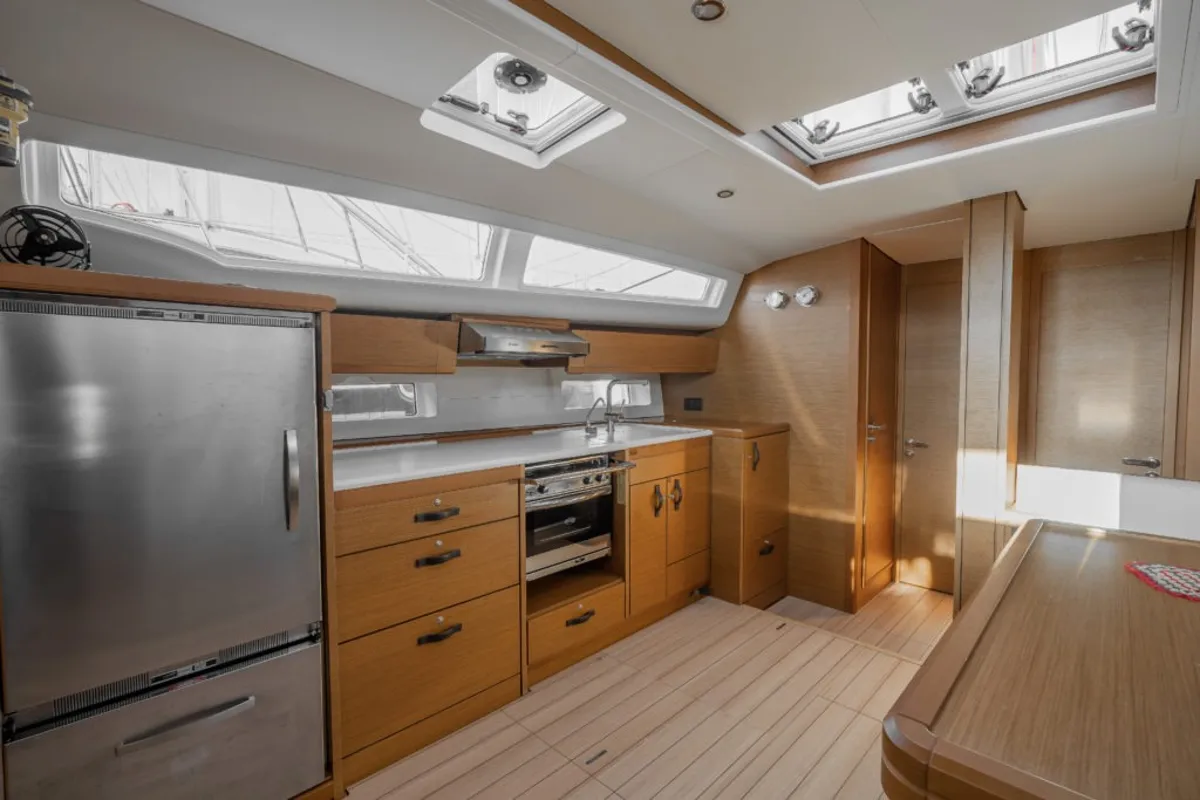 Galley of Erica, a Jeanneau 54 sailboat at Lavrion, Greece