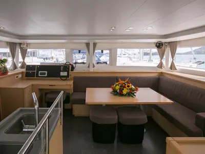 Salon of King Lewis, a Lagoon 450 F catamaran at Road Town, British Virgin Islands